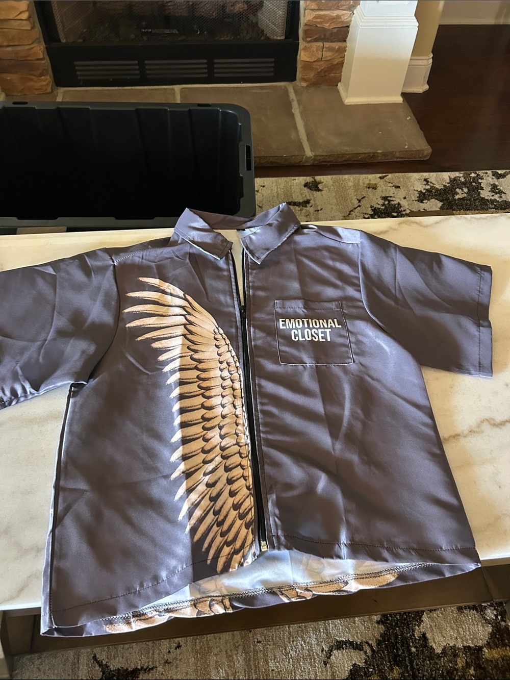Men Gray Swim Shirt with Wing Print